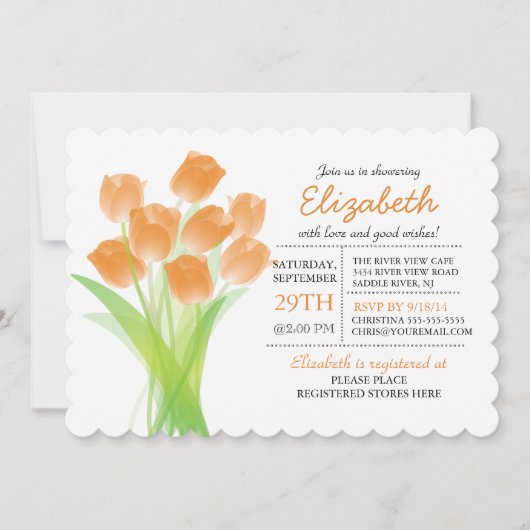 Modern Typografisch Oranje Tulip Vrijgezellenfeest Kaart (Voorkant)