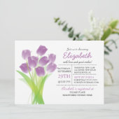 Modern typografisch Paarse Tulp Baby shower Kaart (Staand voorkant)