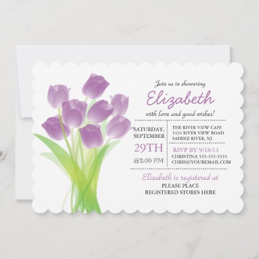 Modern typografisch Paarse Tulp Vrijgezellenfeest Kaart (Voorkant)