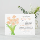 Modern Typografisch Perzik Tulp Baby shower Kaart (Staand voorkant)