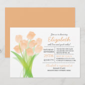 Modern Typografisch Perzik Tulp Baby shower Kaart (Voorkant / Achterkant)