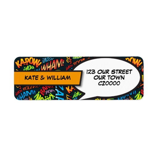 Modern Typografisch Pret-comic Retouradres Etiket (Voorkant)