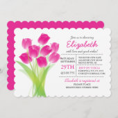 Modern typografisch roze tulp Vrijgezellenfeest Kaart (Voorkant / Achterkant)