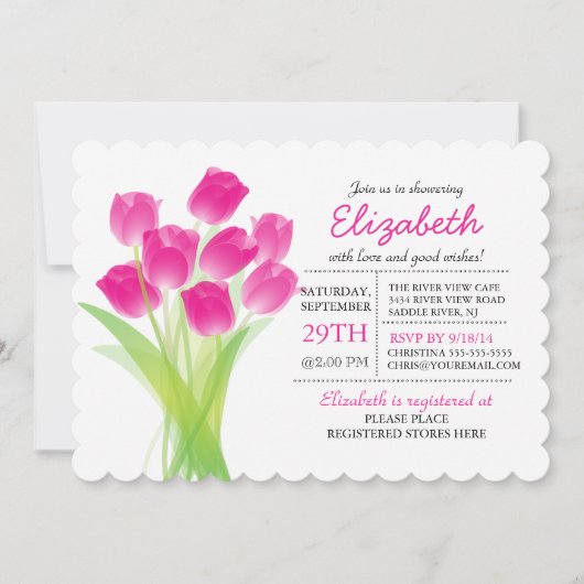 Modern typografisch roze tulp Vrijgezellenfeest Kaart (Voorkant)