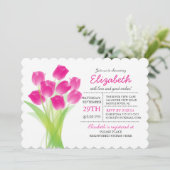 Modern typografisch roze tulp Vrijgezellenfeest Kaart (Staand voorkant)