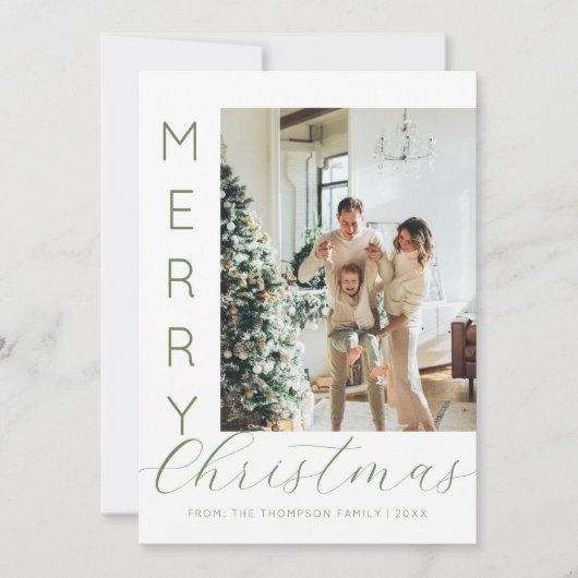 Modern Typografisch Script Vrolijke Kerstfoto Feestdagenkaart (Voorkant)