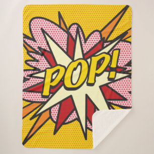 Modern Typografisch Stripboek POP Trendy Plezier Sherpa Deken