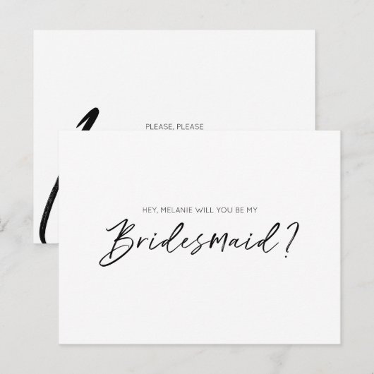 Modern typografisch, zult u mijn bruidsmeisje uitnodiging briefkaart (Voorkant / Achterkant)