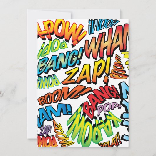 Modern Typographic Fun Comic Book Wedding Kaart (Achterkant)