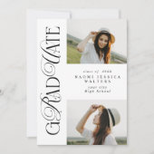 Modern Typography 2 Photos Elegant Graduation Kaart (Voorkant)