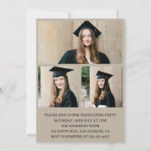 Modern Typography 3 Photo Collage Graduation Party Kaart (Achterkant)
