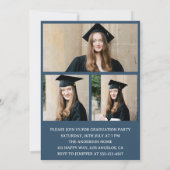 Modern Typography 3 Photo Collage Graduation Party Kaart (Achterkant)