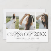 Modern Typography 3 Photos Class of Graduation Kaart (Voorkant)