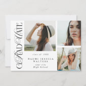 Modern Typography 3 Photos Elegant Graduation Kaart (Voorkant)