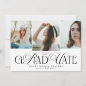 Modern Typography 4 Photos Elegant Graduation Kaart (Voorkant)