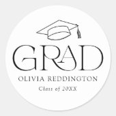 Modern Typography Afstudeerder Pet Afstuderen Ronde Sticker (Voorkant)