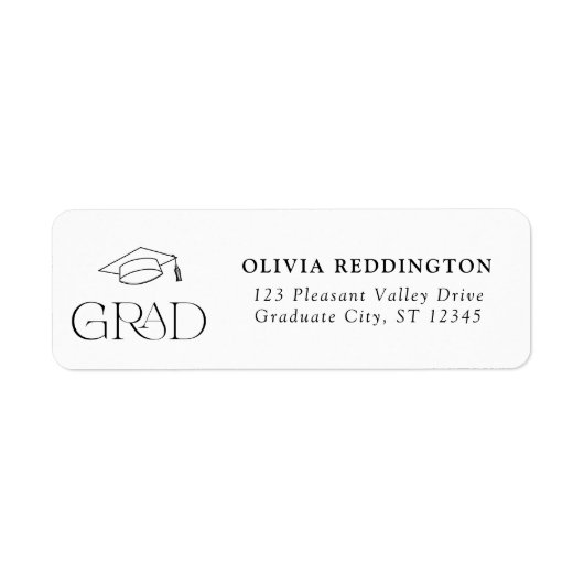 Modern Typography Afstudeerder Pet Retouradres Etiket (Voorkant)