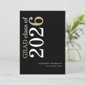 Modern Typography Black 2026 Graduation  Aankondiging (Staand voorkant)