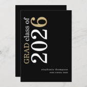 Modern Typography Black 2026 Graduation  Aankondiging (Voorkant / Achterkant)