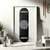 Modern Typography Black and White Celtic Art Funky Persoonlijk Skateboard