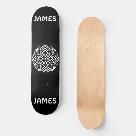 Modern Typography Black and White Celtic Art Funky Persoonlijk Skateboard (Voorkant)