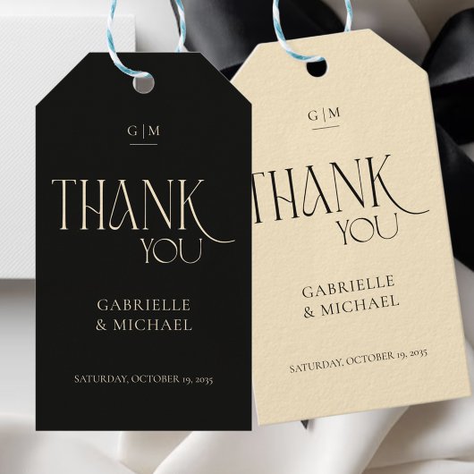 Modern Typography Black Cream Wedding Thank You  Cadeaulabel
