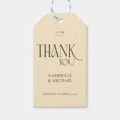 Modern Typography Black Cream Wedding Thank You  Cadeaulabel (Voorkant)