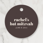 Modern Typography Brown Bat Mitzvah Personalized Bedankjes Labels (Voorkant)