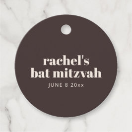 Modern Typography Brown Bat Mitzvah Personalized Bedankjes Labels