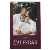 Modern Typography Custom Family Photo Burgundy  Kalender (Hoes)
