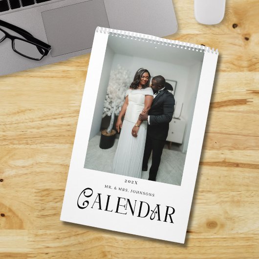 Modern Typography Custom Newlyweds Wedding Photo Kalender