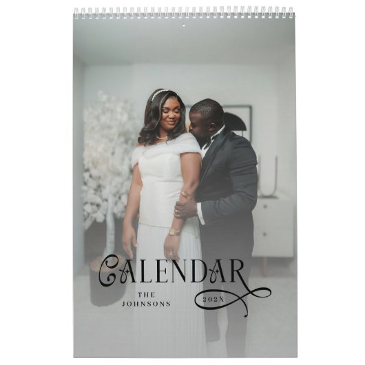 Modern Typography Custom Newlyweds Wedding Photo Kalender (Hoes)