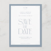 Modern Typography Dusty Blue Save The Date  Briefkaart (Voorkant)
