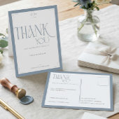 Modern Typography Dusty Blue Wedding Thank You  Briefkaart