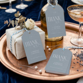 Modern Typography Dusty Blue Wedding Thank You  Cadeaulabel