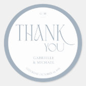 Modern Typography Dusty Blue Wedding Thank You  Ronde Sticker (Voorkant)