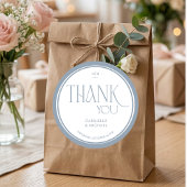 Modern Typography Dusty Blue Wedding Thank You  Ronde Sticker