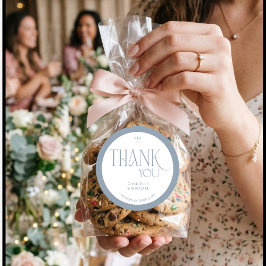 Modern Typography Dusty Blue Wedding Thank You  Ronde Sticker