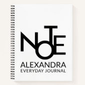 Modern Typography Everyday Journal Black White Notitieboek (Voorkant)
