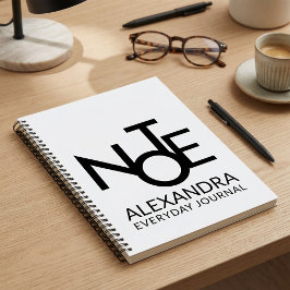 Modern Typography Everyday Journal Black White Notitieboek