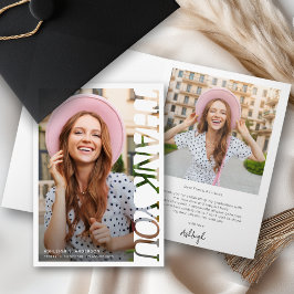 Modern Typography Graduate 2 Photo Thank You Kaart