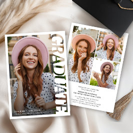 Modern Typography Graduate 3 Photo Collage Kaart