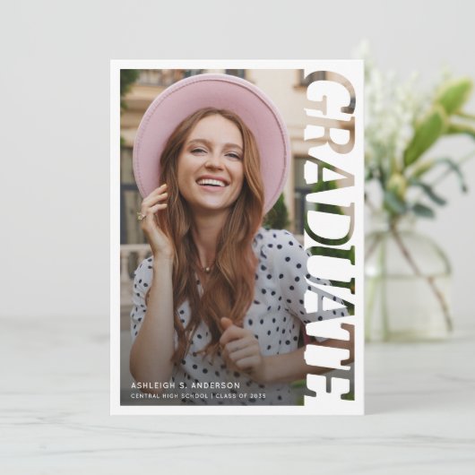 Modern Typography Graduate 4 Photo Collage Kaart (Staand voorkant)