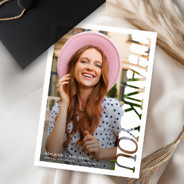 Modern Typography Graduate Photo Thank You Bedankkaart