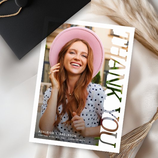 Modern Typography Graduate Photo Thank You Bedankkaart