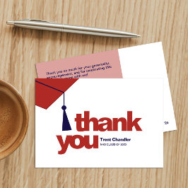 Modern Typography Graduation Thank You Card Bedankkaart