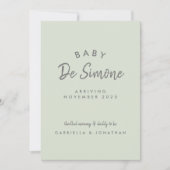 Modern Typography Green Pregnancy Aankondiging (Voorkant)