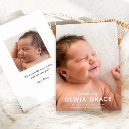 Modern Typography Introducing Baby Photo Birth  Aankondiging