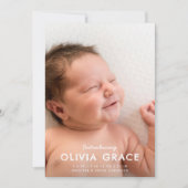 Modern Typography Introducing Baby Photo Birth  Aankondiging (Voorkant)