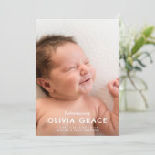 Modern Typography Introducing Baby Photo Birth  Aankondiging (Staand voorkant)